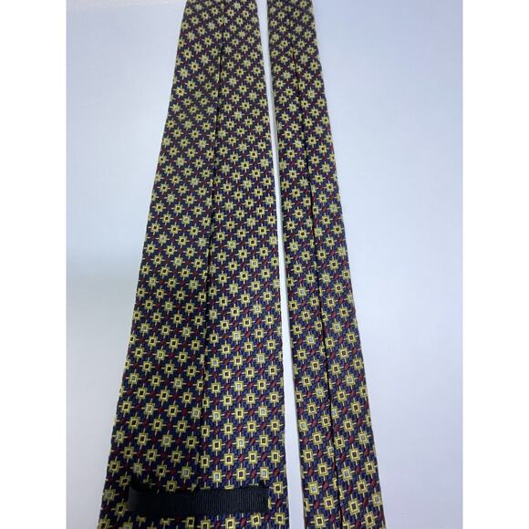 Tachi Taylor New York Classic Silk Tie Geometric Design Sewn Sun Tipping - Picture 14 of 15